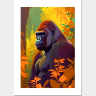 Gorilla Ape Animal Portrait Painting Wildlife Outdoors Adventure Posters and Art